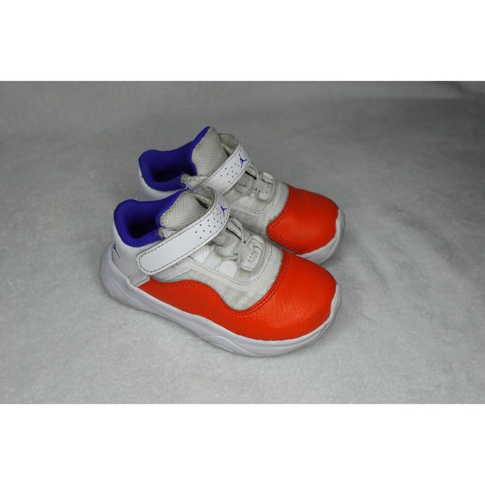 Jordan Toddler 7C Low Top Sneakers White Orange Blue Hook & Loop CZ0906-108
